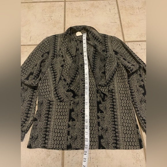 Vintage 70s Style Rite Blouse Co. Toronto - Black Paisley Blouse Size Medium - Picture 7 of 7